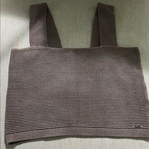 Hollister Women's Ribbed Brown Crop Top